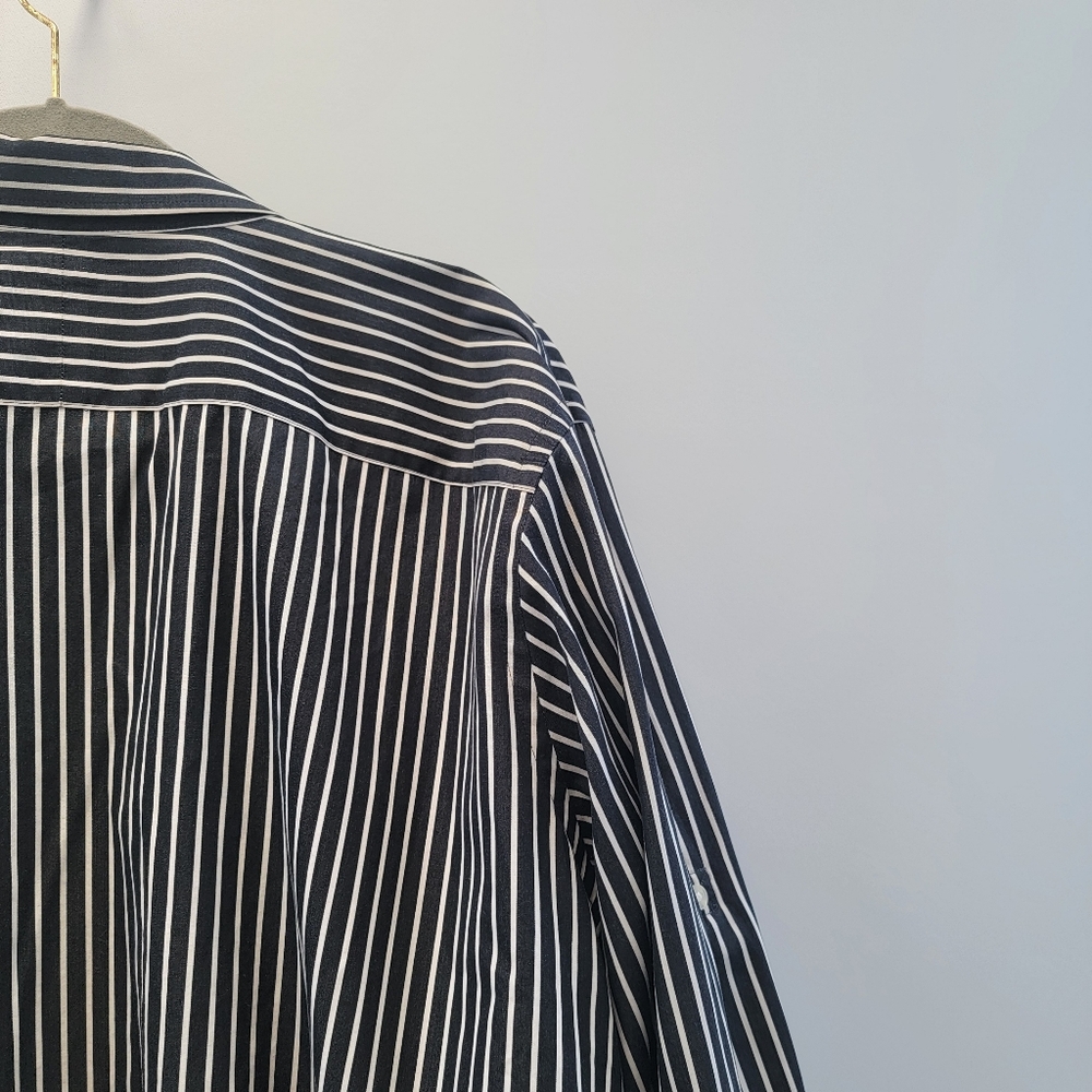 Lauren Ralph Lauren Classic Striped Button Down Shirt Size 3X Navy Blue Preppy - Picture 13 of 15